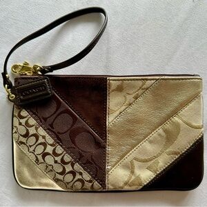 Coach Brown/Gold Patchwork Wristlet